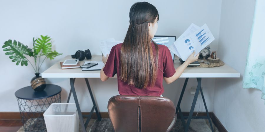 woman doing remote work at home C2